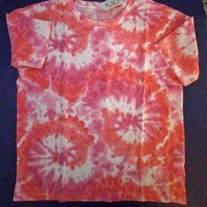 Children's Place girls tie dye t shirt pink white size L (10/12) K-191